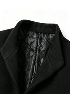 Autumn Winter Thick Warm Windproof Solid Color Stand Collar Coat, Classic Easy Retro Casual All-Match British Old Money Style Elegant Gentleman Jacket - Black