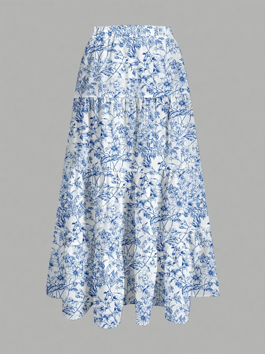 A Women'S Casual Holiday Multi-Layered Cake Skirt, Suitable for Summer Wear, Featuring a Long Layered Design And Drawstring Half Skirt, Perfect for Spring And Summer Fashion - Royal Blue