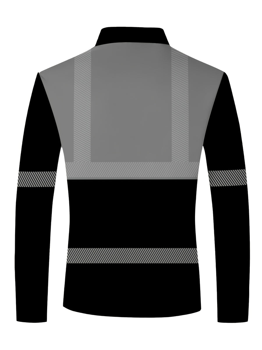 [Printed Design Non-Texture] 2026 New Men'S Casual Long Sleeve POLO Shirt, Black Gray Plaid Striped Design, Light Sports Fitness, Office Casual, All-Season Versatile, Long Sleeve, Spring/Autumn, Breathable And Cool, Soft And Skin-Friendly - Mixed colors