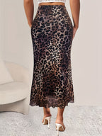 Women's Leopard Print Midi Mermaid Dress - Multicolor