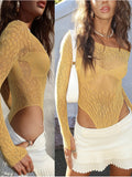 Nightclub Party Music Festival Imitation Diamond Sparkling High-Elastic Sexy Y2K Women'S Sequin Bodysuit - ginger-colored