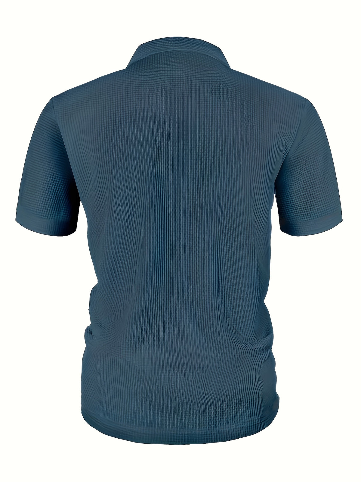Men's Solid-color Polo Shirt with a Contrasting Button Placket Featuring a Light Business Style Design. The Fabric Is Breathable and Comfortable, Keeping You Cool in Summer. Perfect for Everyday Casual Wear and Outings, Available in Multiple Colors. - Navy Color