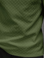 Men's Summer Short-Sleeve Henley Shirt with Button Collar - Breathable Jacquard Textured Crew Neck T-Shirt, Button-Front Placket Suitable for Outdoor & Daily Wear, Machine Washable Casual Button-Up Henley Button Shirt - Army Green