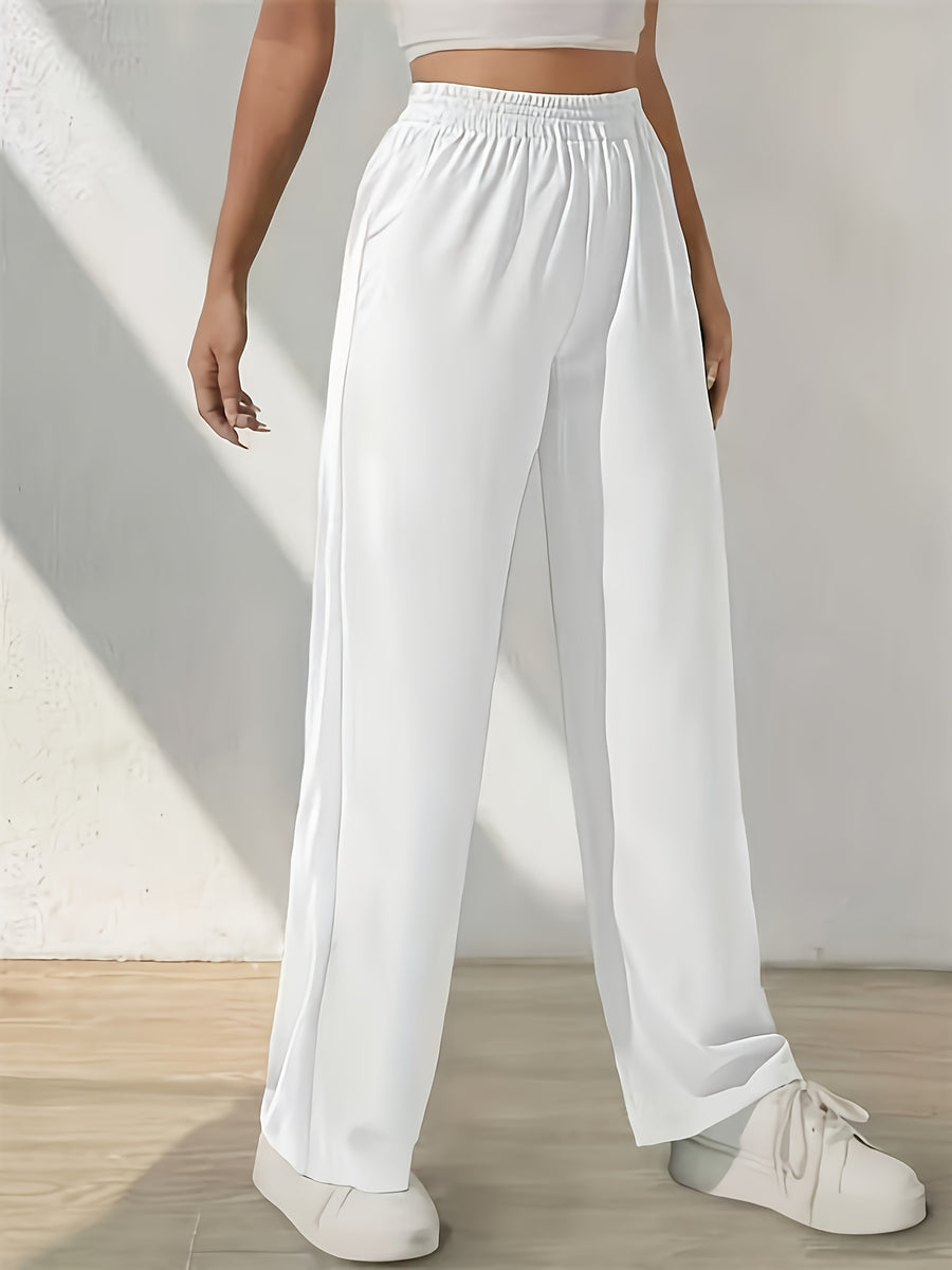 Air Layer Wide-Leg Pants Women'S 2025 Summer Thin New Small Size Casual Straight-Leg Drape Suit Pants - White