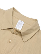 Retro Casual Men'S Long Sleeve Cardigan Shirt TOHATSU Logo Easy Letter Print Textured Loose Casual Shirt - Khaki