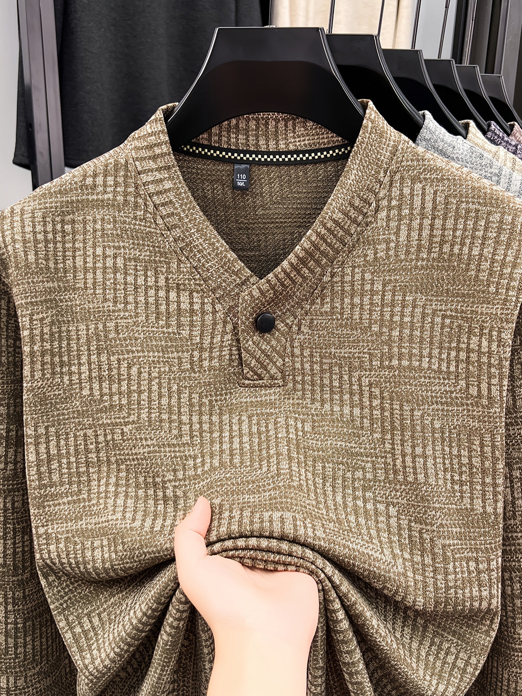 New Men's Long-Sleeve Warm Fashionable Versatile Knit Sweater - Camel