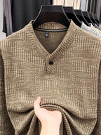 New Men's Long-Sleeve Warm Fashionable Versatile Knit Sweater - Camel