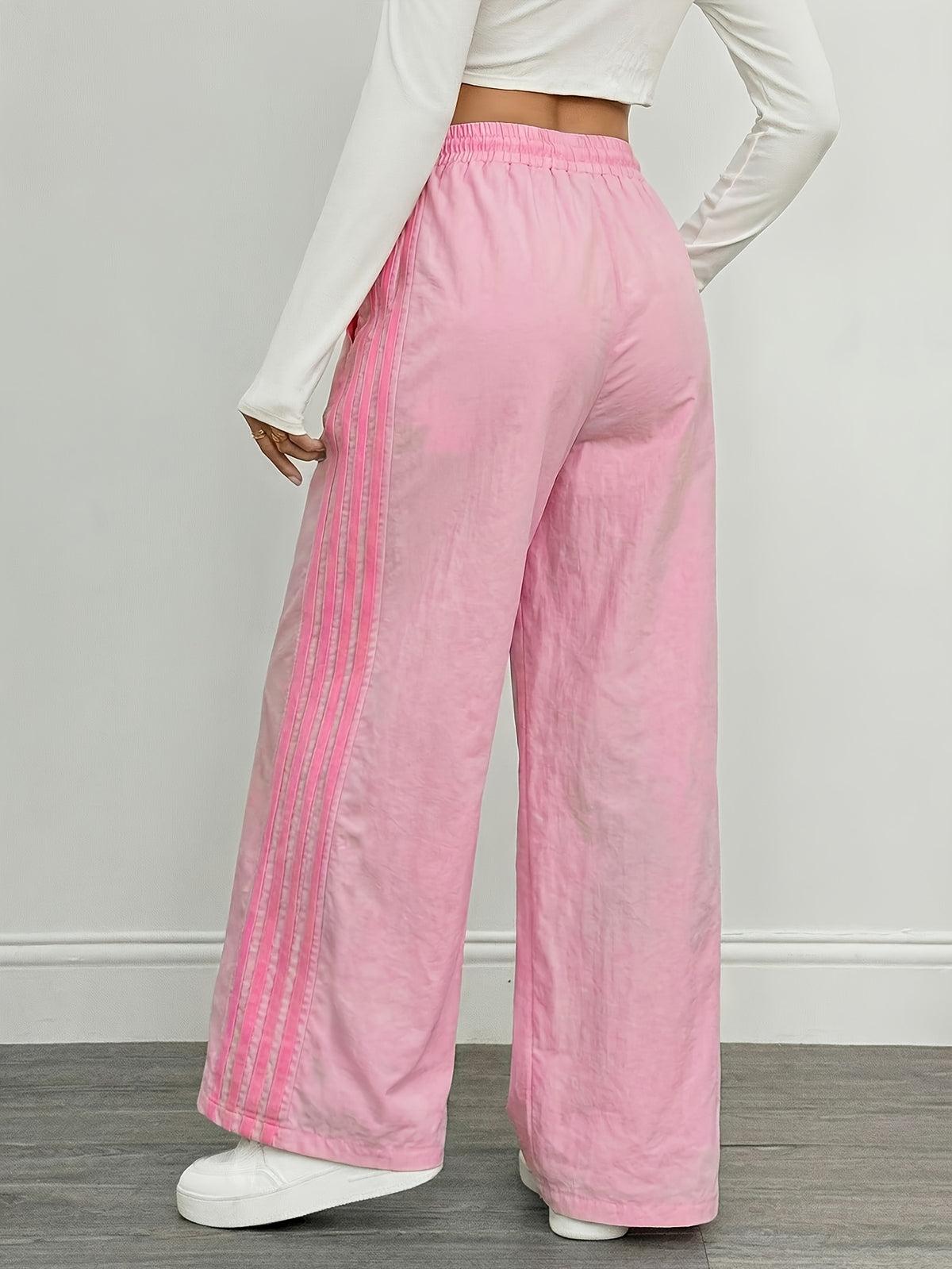 Reading Week Clothing, Back to Season, 1pc 2025 Autumn Winter New Casual Sports Fashion Comfortable Beautiful Color-Blocked Waist Drawstring Women'S Long Pants, Suitable for Holiday Gifts Women'S Apparel - Pink Color