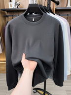 Spring And Autumn High Quality Round Neck Long Sleeve Base Layer Versatile Casual Solid Color Men'S Sweater, Home Casual Inner Wear Skin-Friendly Warm Multi-Color Available Men'S Top, Durable Comfortable Pullover LS3351 - Dark Gray