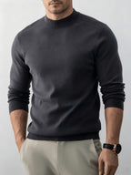 Autumn And Winter New High-End Slim Fit Half-High Collar Knit Long-Sleeve Top Suitable for Mature Men for Commuting, Business / Weekend Casual / Light Business Gatherings, Long-Sleeve Sweater, Mid-Aged Men'S Versatile Long-Sleeve Knit Sweater - Star Gray