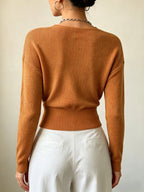 Women'S New Arrivals INS Autumn/Winter Cross-Collar Pullover, Elegant Versatile Loose Fit Machine Washable Long-Sleeve Knitwear - Camel