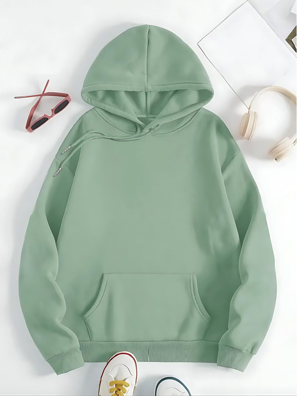 Women's Back Print Hooded Sweatshirt with Back Design - All-Season Casual Sweater, Relaxed Fit Machine Washable Sweaters with Hood, Cozy Sweaters for Women (Geometric/Text/Number/Graphic Prints) - Green