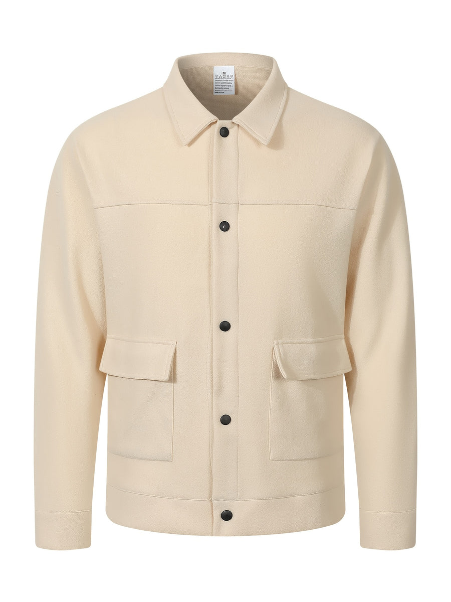 Men's Autumn/Winter Outfit, Loose-Fit Thickened Workwear Jacket, Vintage Lapel Men's Coat - Apricot
