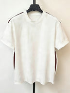 Men's Casual T-Shirt, New Summer Style, In-Stock Men's Fashion Structural Patchwork Design, Round Neck Simple Short Sleeve T-Shirt, High-End Versatile Top - White