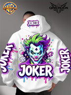 Warner Official Men'S Hoodie, Neon Clown Avatar Chess And Card Graffiti Trendy Print Design, Machine Washable, Warm And Casual for Autumn And Winter, Daily Drawstring Hoodie, Multi-Functional Sports And Leisure Loose Version - White
