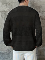 Men's Casual Fashion Hollow-Out Knit Sweater - Black