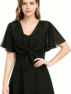 Women's Solid Color Short Sleeve Shirt Cardigan, Lightweight Breathable Cover-Up, for Beach Vacation Commute Dating Home Casual, Classic Versatile Style, Suitable for Various Occasions - Black