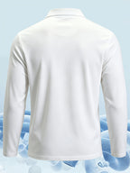 2pcs Men'S Long Sleeve Polo Shirt with Chest Pocket Design, Soft, Smooth, Wrinkle-Resistant And Casual Button Neck T-Shirt, Suitable for Spring And Autumn Wear, Lightweight Daily Commuting, Outdoor Sports, Business Basic Clothing - Black+White