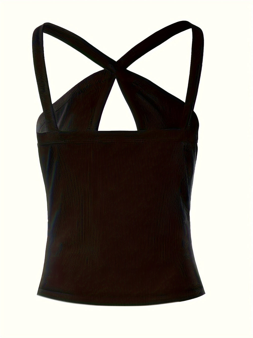 Women's Summer Solid Color Ribbed Fashion Sexy Heart Cut-Out Camisole - Black