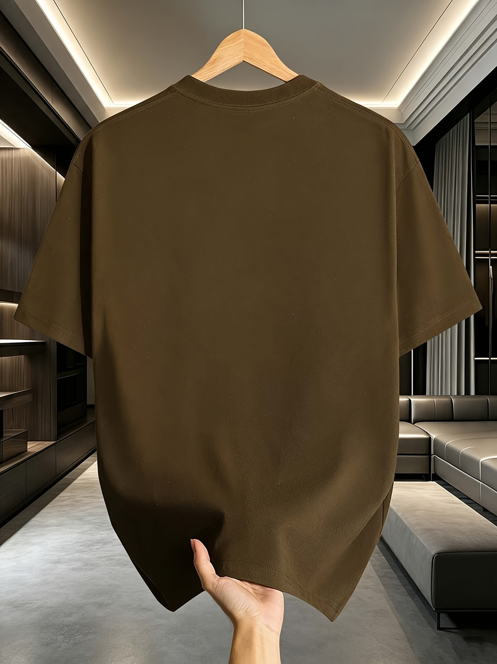 1990S Art Style Abstract Graffiti T-Shirt, Unisex, Men'S Soft Round Neck Pure T-Shirt, Street Trendy Casual Half Sleeve Top, Summer Casual Commuting - 【Brown】