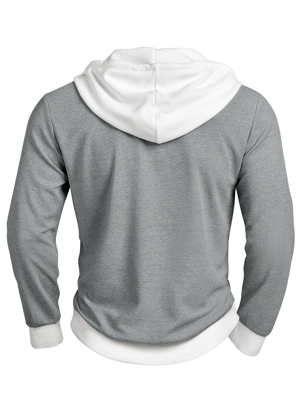 Men's Fall Winter Henley Shirt - Button-Front Placket Long Sleeve Sweater, Machine Washable Casual Button-Up Top for Everyday & Formal Outfits - Elegant Office Party Shirt, Textured Waffle Fabric - Light Grey