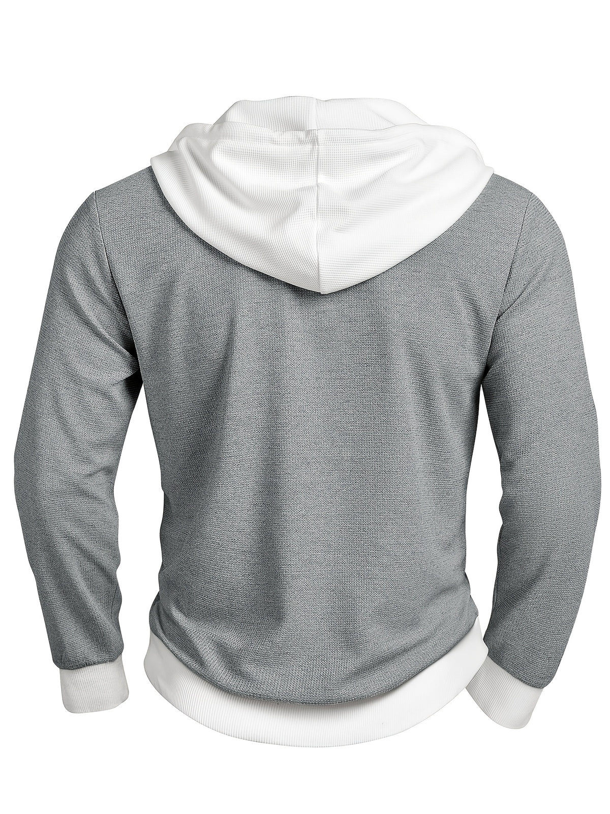 Men's Fall Winter Henley Shirt - Button-Front Placket Long Sleeve Sweater, Machine Washable Casual Button-Up Top for Everyday & Formal Outfits - Elegant Office Party Shirt, Textured Waffle Fabric - Light Grey