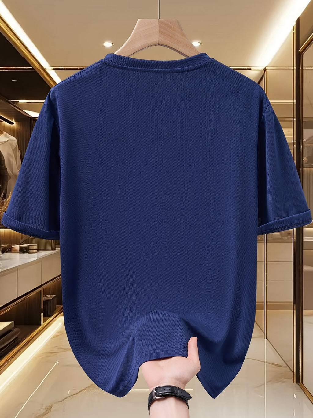 Men'S American Retro Letter Print New Arrival Comfortable Fashion Casual T-Shirt, Easy Care, Business Casual Style, Breathable, Comfortable, Ideal Top for Outdoor Sports - Navy Color