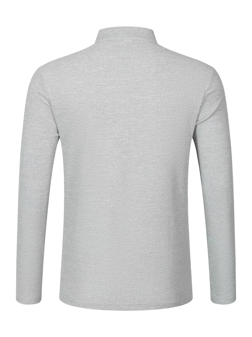 Maqiqi OBM Men's Fashion Waffle Knit Long Sleeve Henley Shirt, Stand Collar Button-Up Top with Chest Pocket and Positioned Printed LOGO, Casual Regular Fit Solid Color Spring/Autumn Daily Top - Light Grey