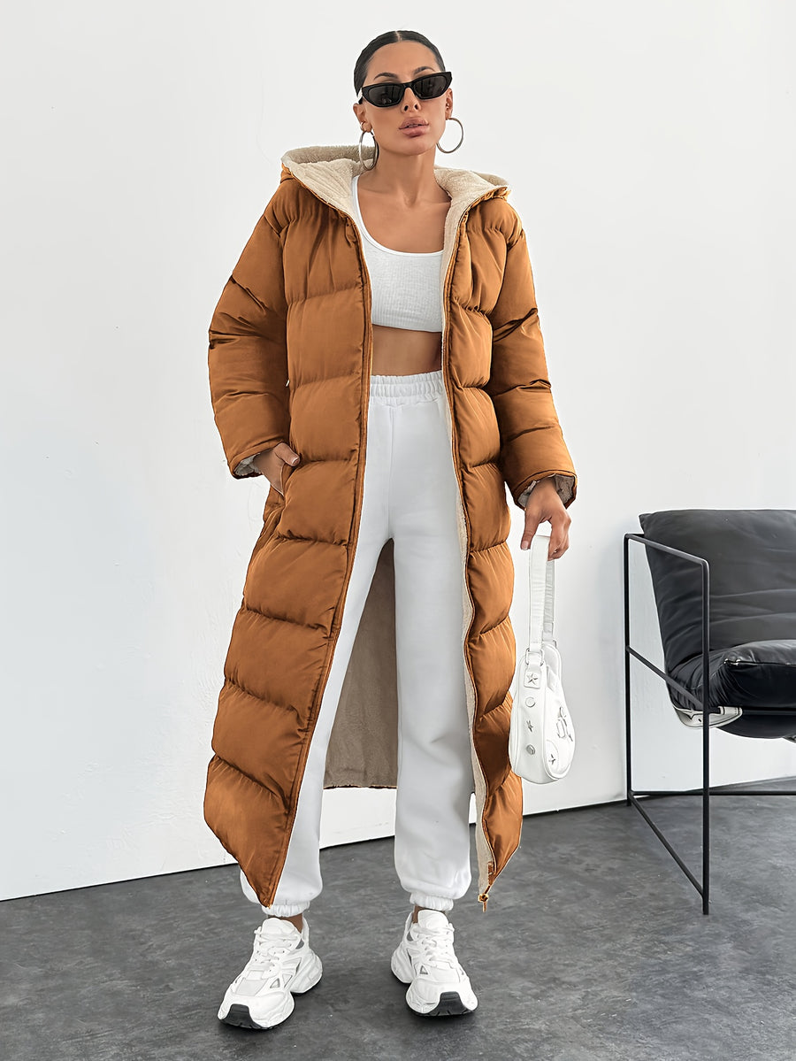 Fashionable and Elegant Thick Coat - Rust