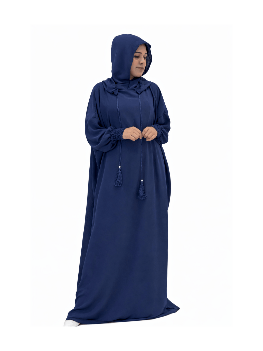 Prayer Dress For Women One Piece Long With Hijab Long Sleeve Beautiful Material Easy To Wear Best For Gift - Navy Color
