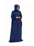 Prayer Dress For Women One Piece Long With Hijab Long Sleeve Beautiful Material Easy To Wear Best For Gift - Navy Color