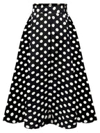 Hot Women's Trendy Fashion Color Block Casual Printed Waist-Tie Bow Elegant Versatile Commuter Style A-Line Skirt - Mixed colors