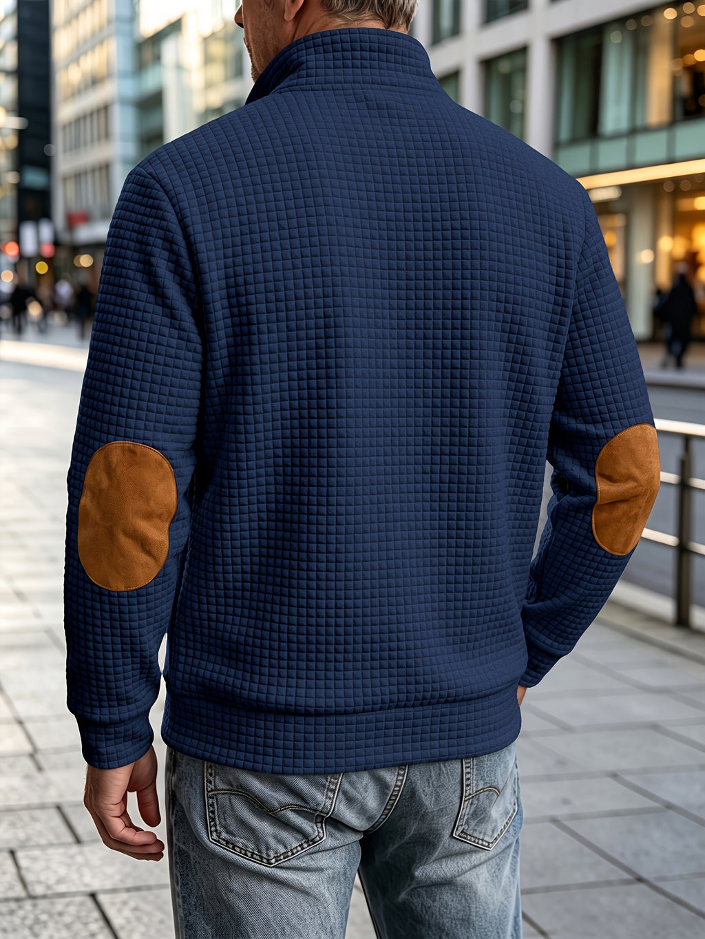 [Pearson OBM] Autumn Winter Men'S Thick Plaid Sports Jacket, Fashionable Checkered Textured Fabric Coat, Comfortable for Daily Outings, Outdoor Activities, Travel, And Vacation, Lightweight Regular Fit, Suitable for Beach, Hiking, Evening Wear - Navy