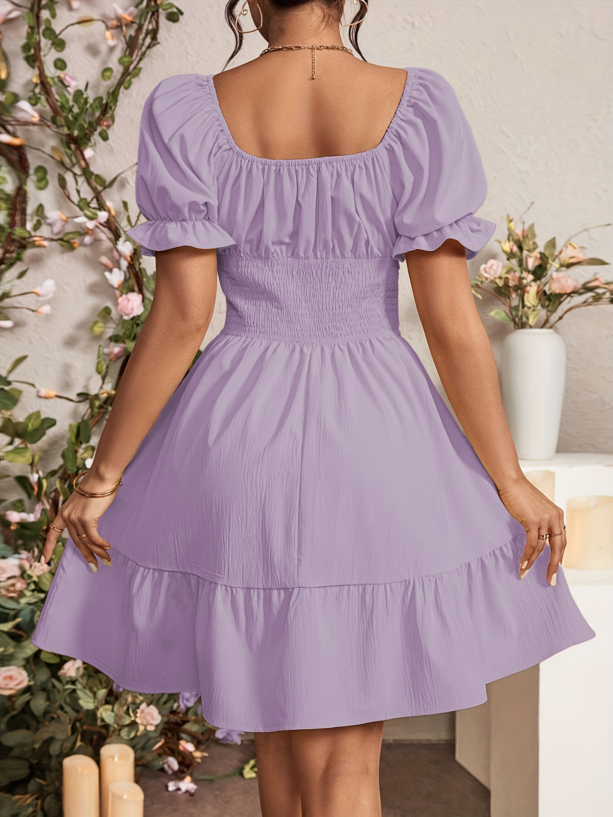 Fashionable Commuter A-Line Dress for Women - Light Purple