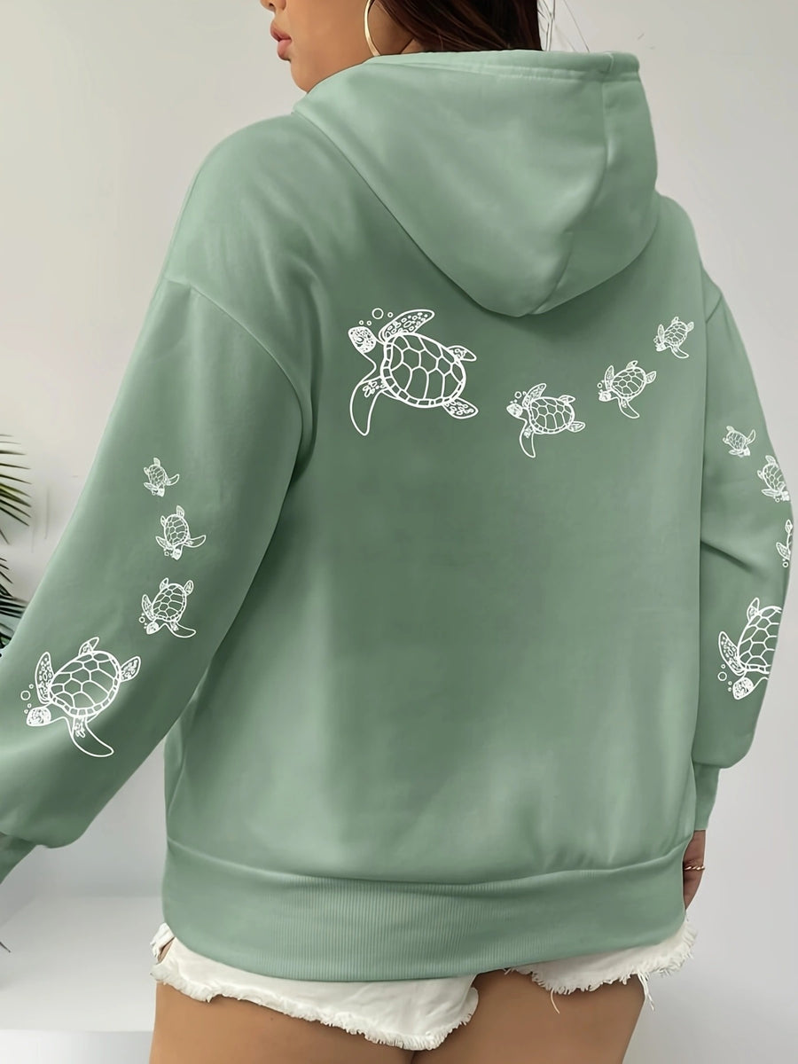 Los Angeles Letter Print Drawstring Hoodie, Casual Long Sleeve Pocket Sweatshirt, Women's Clothing - Mineral Green