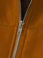 Solid Color Thermal Lined Hooded Jacket for Autumn/Winter Warmth and Casual Wear - Bronze