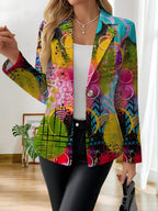 This Stylish and Elegant Women's Blazer Is Designed Specifically for the Spring and Autumn Seasons. As a Versatile Lapel Jacket, It Is Suitable for a Wide Range of Occasions Offering a Look That Is Both Creative and Highly Fashionable. - Pink on green