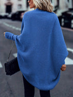 New Autumn And Winter Collection of Popular Casual Fashion Loose And Easy Versatile Elegant Retro Long-Sleeve Shawl Women'S Cardigan Top - Blue