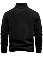Autumn-Winter Plush Top Half-Zip Sweatshirt Trendy Warm Clothing - Black