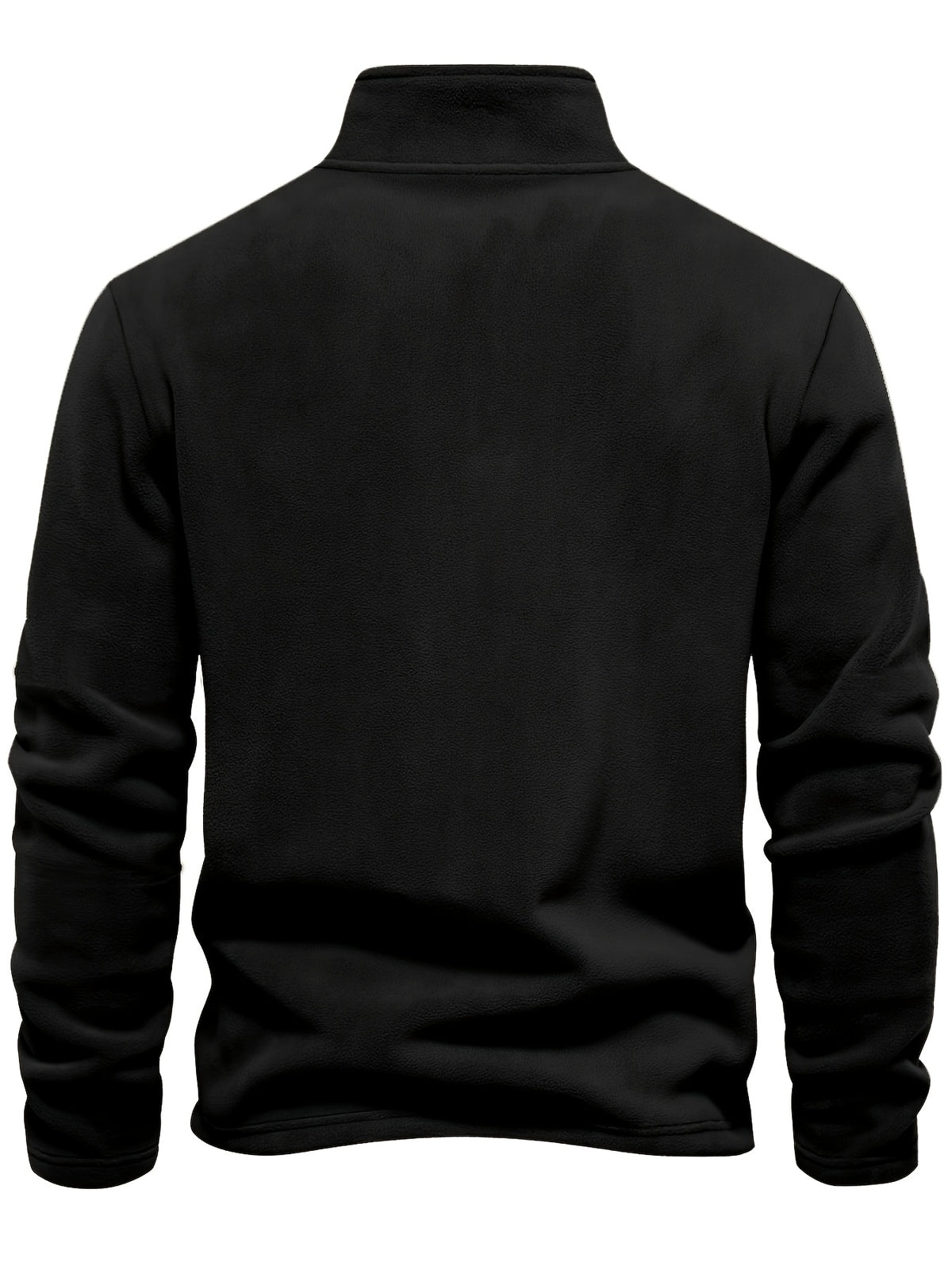 Autumn-Winter Plush Top Half-Zip Sweatshirt Trendy Warm Clothing - Black
