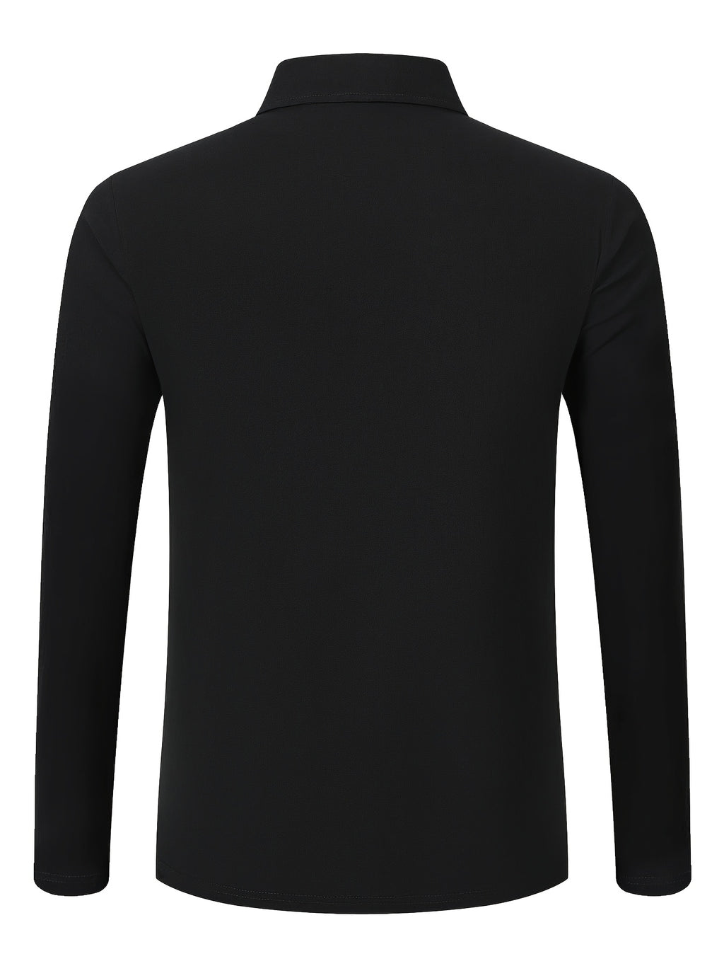 Autumn New Men'S Long Sleeve Shirt Casual Vacation Lapel Golf Long Sleeve - Black