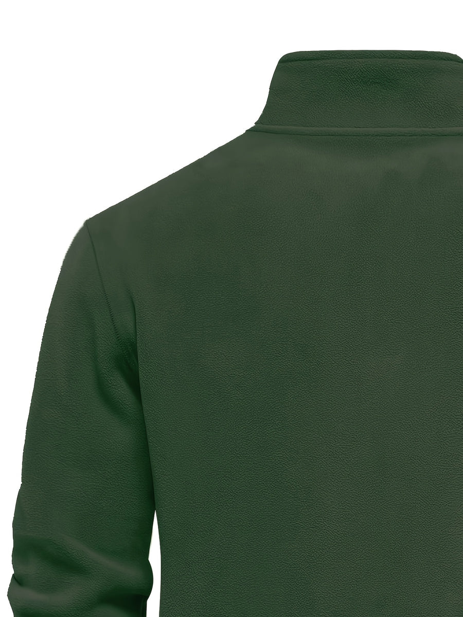 Men'S Fleece Half-Zip Sweatshirt 5pcs Set Autumn Winter Comfortable Warm Casual All-Match Style - Mint Green + Dark Green + Slate Blue + Black + Apricot