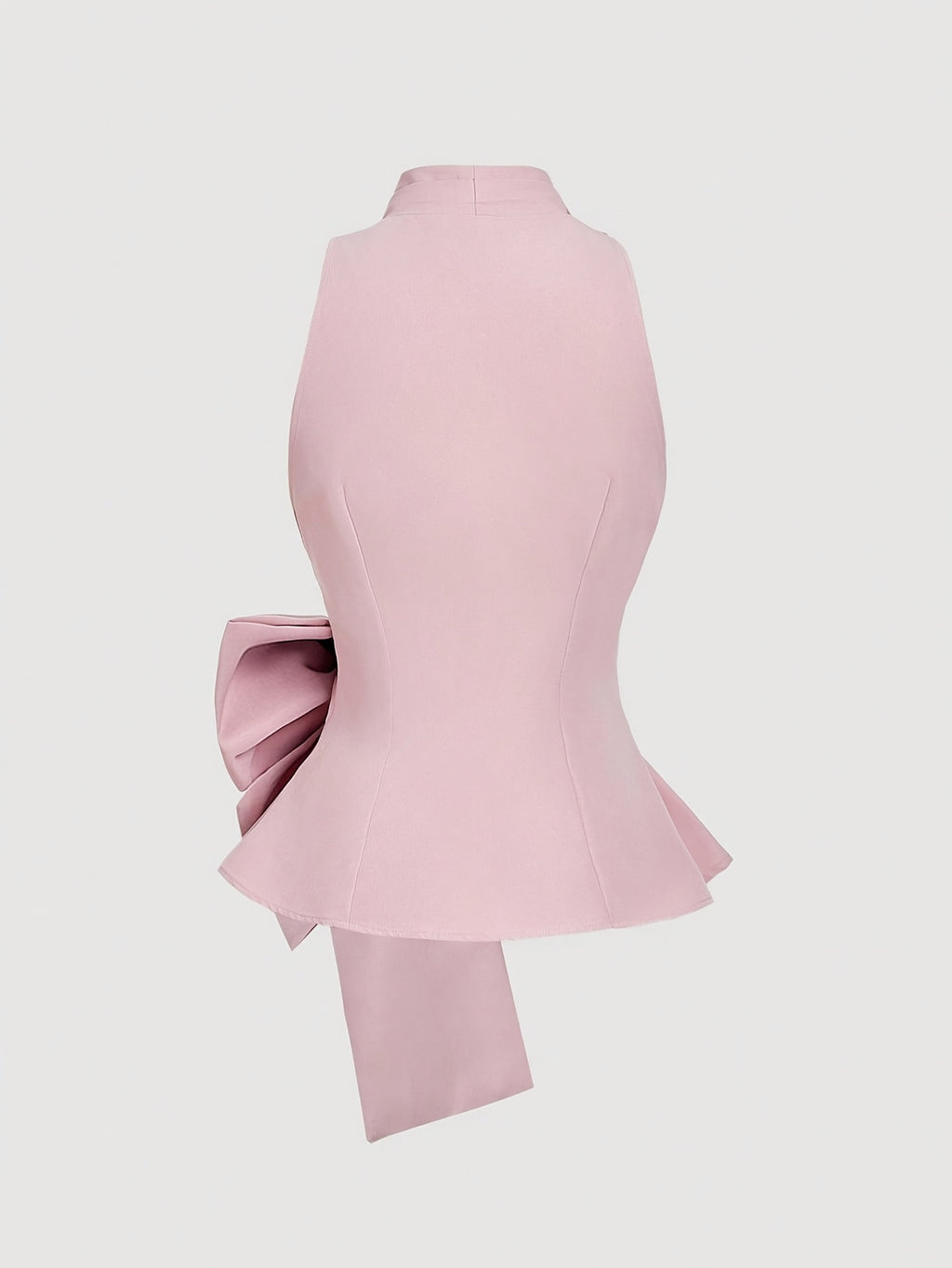 New Fashionable Elegant Easy Commuter All-Match Daily Sweet Outfit Sleeveless Waist-Cinching Large Bow Decor Women'S Top Women'S Blouse - Light Pink Color