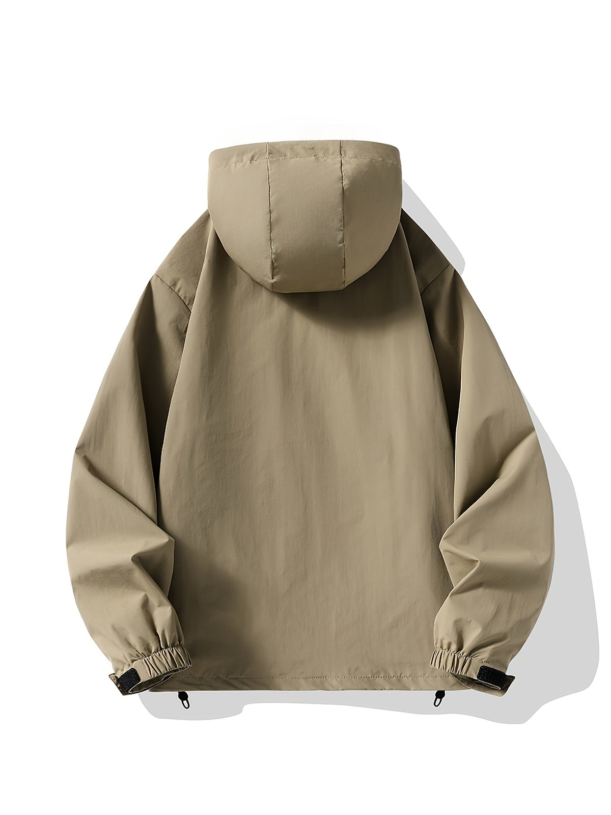 Men's Spring/Autumn Hooded Windbreaker Jacket, Loose Fit Plus Size Trendy Versatile Half-Zip Casual Workwear Jacket, Fashionable Thin Half-Zip Outerwear Suitable for Outdoor Sports, Travel, Hiking, and Adventure Wear - Khaki