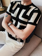Cross-border New Men's Outdoor Short-sleeve Round-neck Knit Pullover Sweater - Light Grey