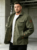 Men'S Jacket Unisex Fashion Street Jacket, Styling: This Jacket Is Suitable for Spring, Autumn, And Winter, Multi-Pocket Casual Jacket. Simply Pair with Faux Denim And Basic T-Shirt for Casual Look - Olive Green