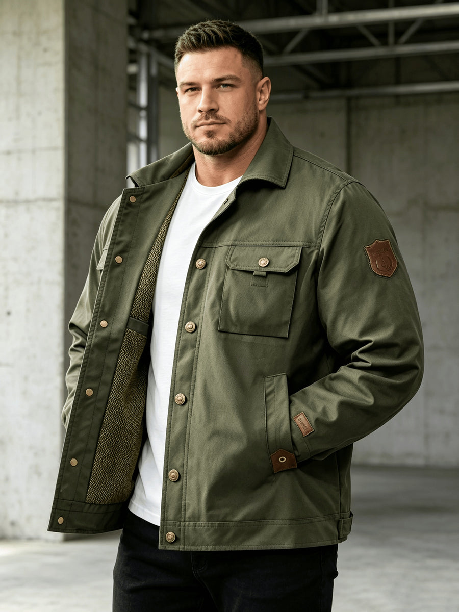 Men'S Jacket Unisex Fashion Street Jacket, Styling: This Jacket Is Suitable for Spring, Autumn, And Winter, Multi-Pocket Casual Jacket. Simply Pair with Faux Denim And Basic T-Shirt for Casual Look - Olive Green