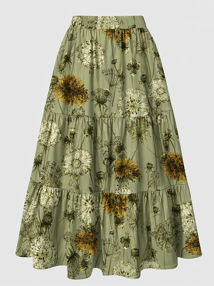 Dandelion Floral Print Three-layer Skirt - Mixed colors
