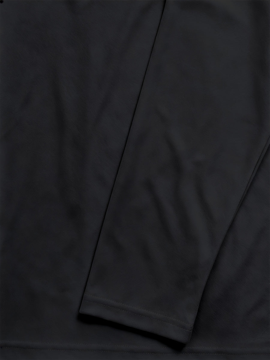 Men's Long-Sleeve Base Layer T-Shirt, Solid Color Henley Pullover - Black