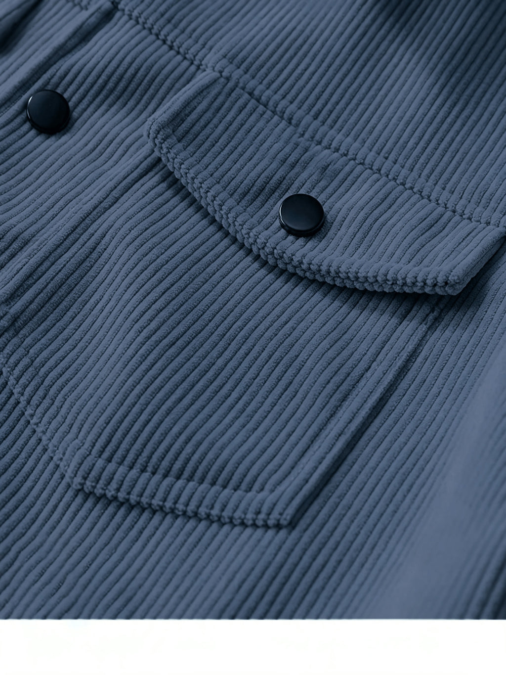 Men'S Solid Color Corduroy Cargo Jacket, Multi-Pocket Casual Coat, Fashionable And Versatile Trendy Top - Blue